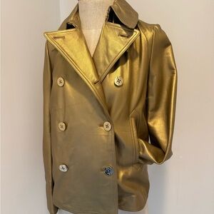 Lauren Ralph Lauren Gold Genuine Leather Jacket - Size 0